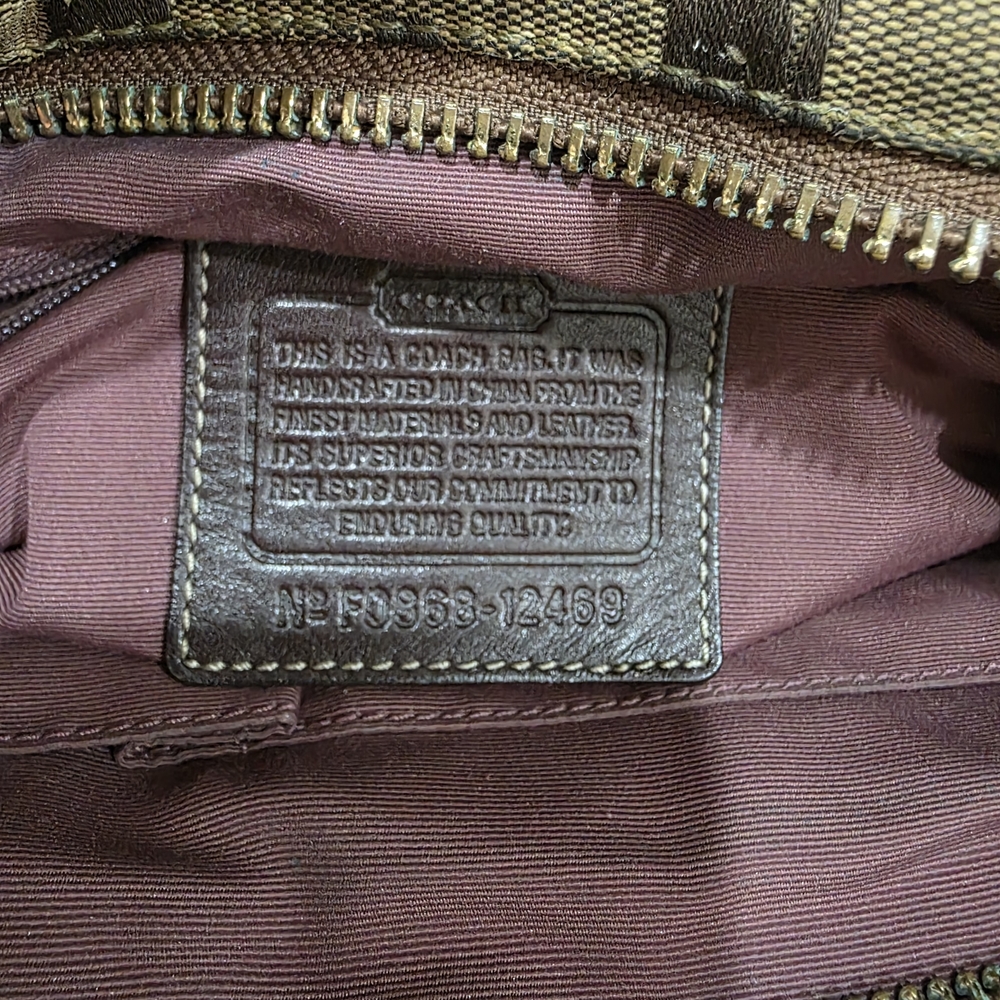Coach Brown Signature Canvas Shoulder Bag with Gold Hardware - Picture 13 of 14